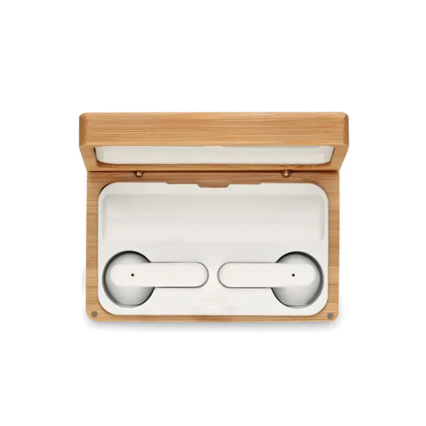 OREBAM TWS earbuds in bamboo case Wood