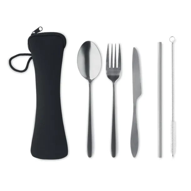 5 SERVICE metalni set pribora za jelo Crna