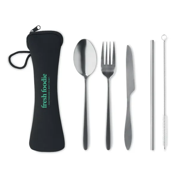 5 SERVICE metalni set pribora za jelo Crna