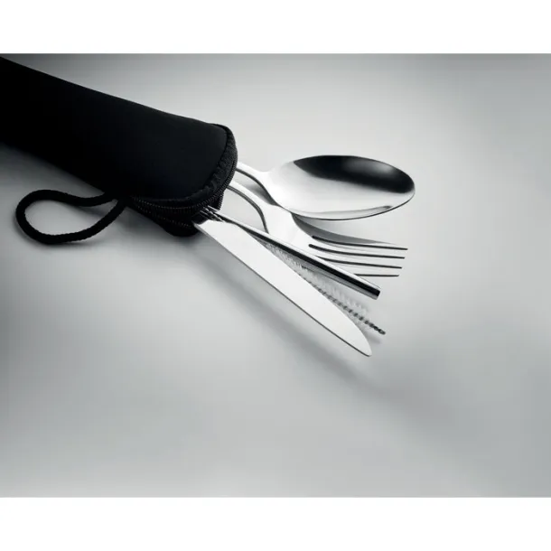 5 SERVICE metalni set pribora za jelo Crna