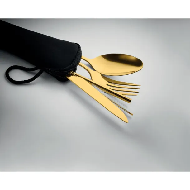 5 SERVICE metalni set pribora za jelo Zlatna