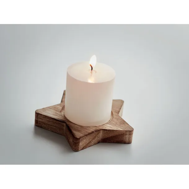 LOTUS Candle on star wooden base Wood