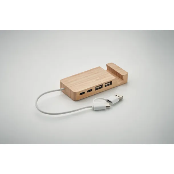 HUBSTAND Bamboo USB 4 ports hub Wood