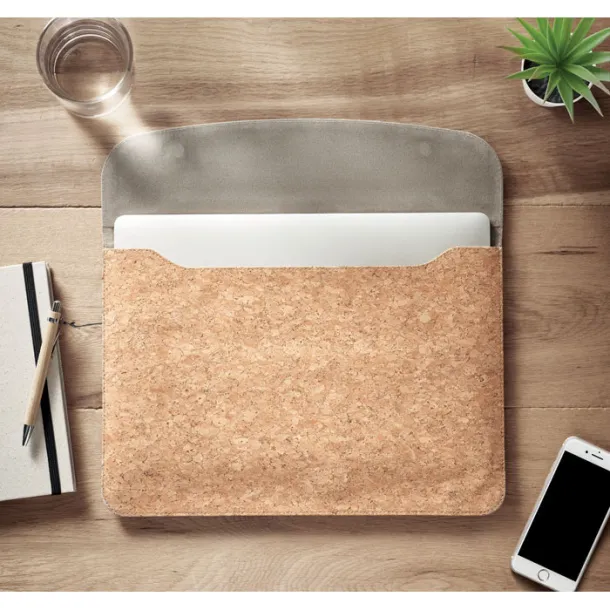 GRACE Cork laptop bag magnetic flap Beige