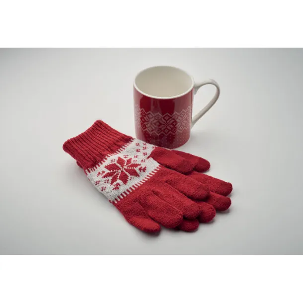 COPITO SET Winter gift mug and gloves set Red