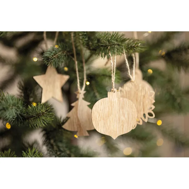 CHRISET Set of wooden Xmas ornaments Wood