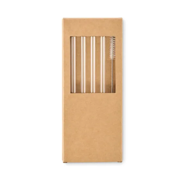 GLAW 4 reusable glass straws Wood