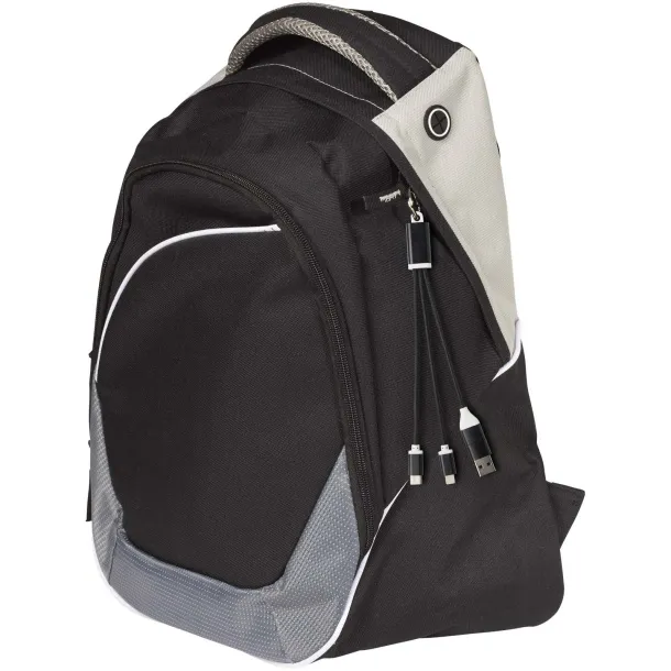 Metal 4-in-1 recycled aluminium charging cable with keychain Crna