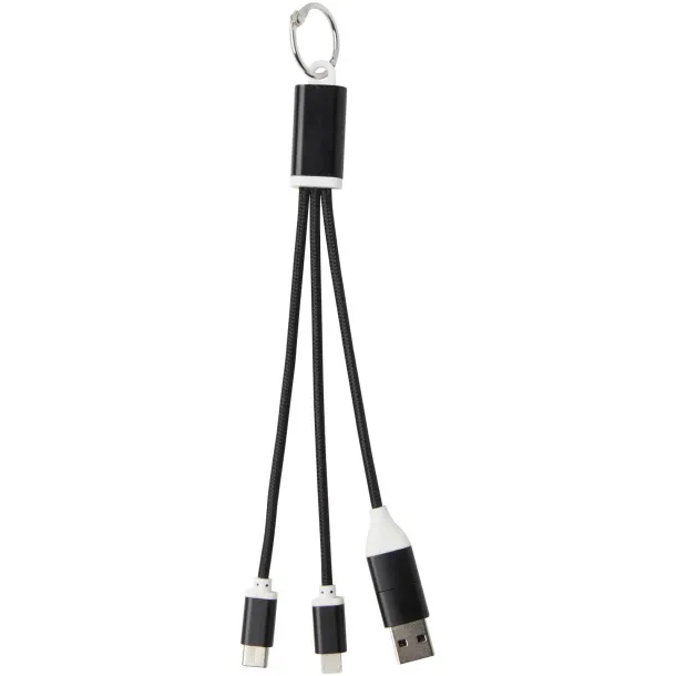Metal kabel za punjenje 4u1 od recikliranog aluminija s privjeskom Solid black