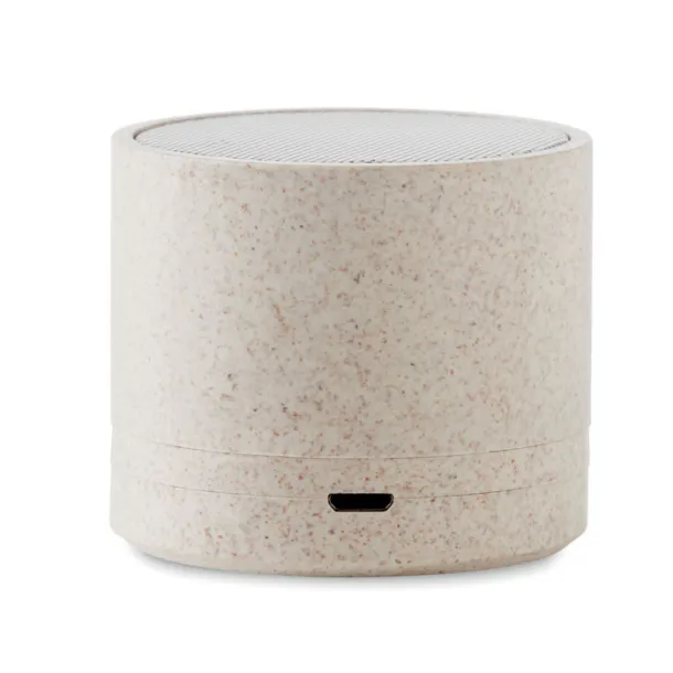 ROUND BASS+ 3W speaker in wheat straw/ABS Beige