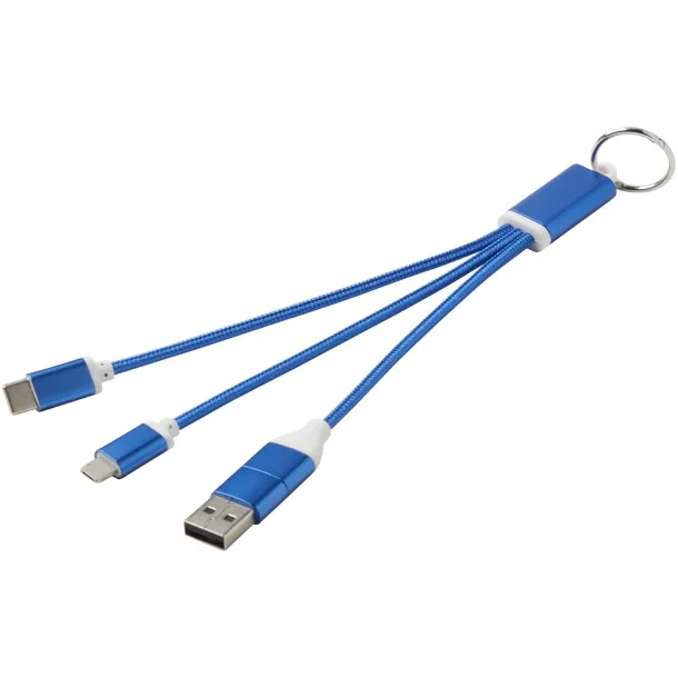 Metal kabel za punjenje 4u1 od recikliranog aluminija s privjeskom Kraljevski plava