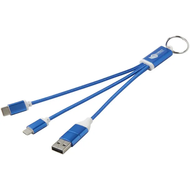 Metal kabel za punjenje 4u1 od recikliranog aluminija s privjeskom Kraljevski plava