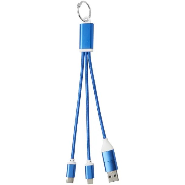 Metal kabel za punjenje 4u1 od recikliranog aluminija s privjeskom Kraljevski plava