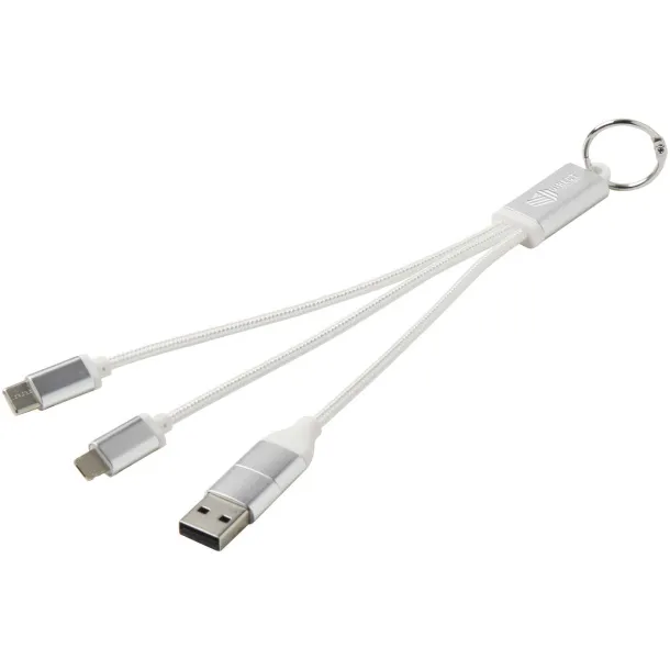 Metal kabel za punjenje 4u1 od recikliranog aluminija s privjeskom Srebrna