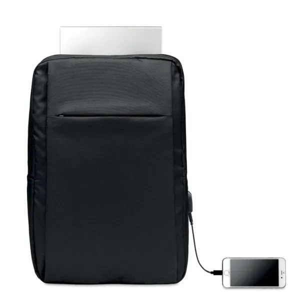 SEOUL Računalni ruksak u 300D RPET, 16" Crna