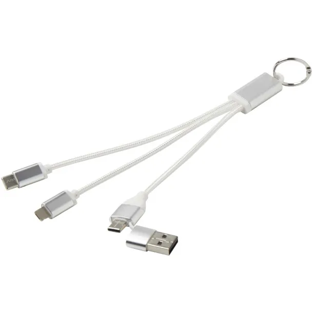 Metal kabel za punjenje 4u1 od recikliranog aluminija s privjeskom Srebrna