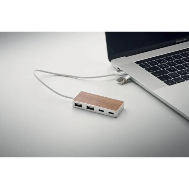 UBAH USB hub 4 ports 27,5 cm Wood