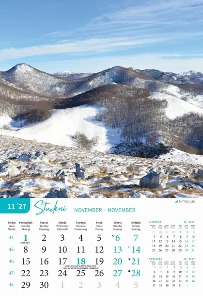  "NACIONALNI PARKOVI HRVATSKE" color kalendar Color