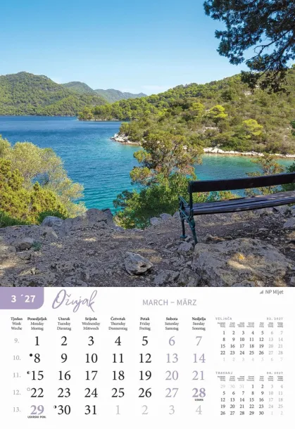  "NACIONALNI PARKOVI HRVATSKE" color kalendar Color