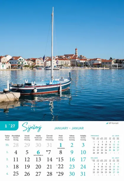  "NACIONALNI PARKOVI HRVATSKE" color calendar Color
