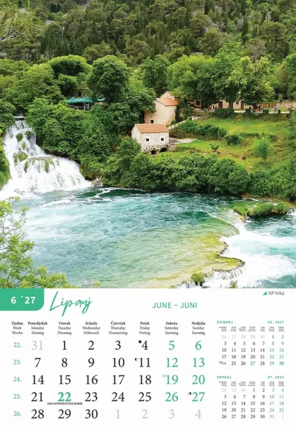  "NACIONALNI PARKOVI HRVATSKE" color kalendar Color