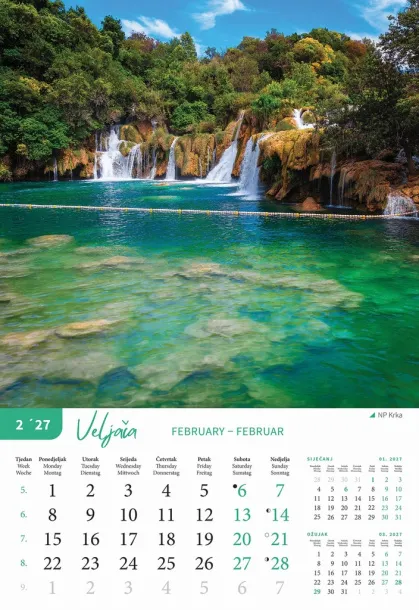  "NACIONALNI PARKOVI HRVATSKE" color kalendar Color