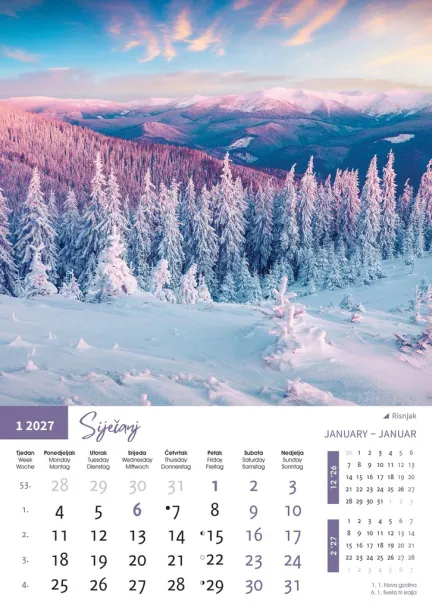  "PRIRODA" color calendar Color