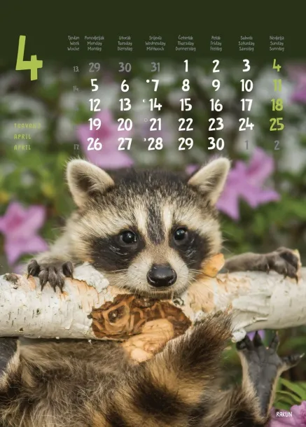  "ŽIVOTINJE" color calendar Color