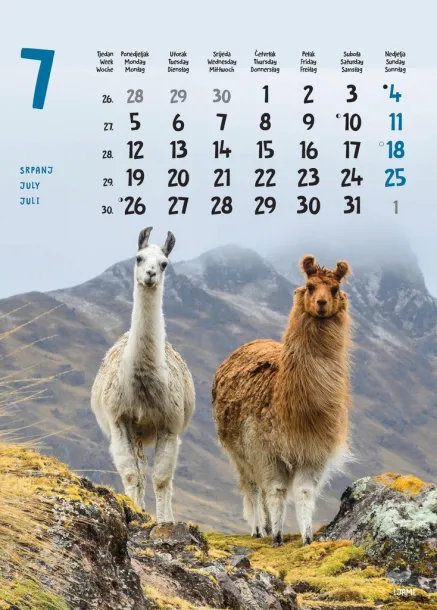  "ŽIVOTINJE" color kalendar Color