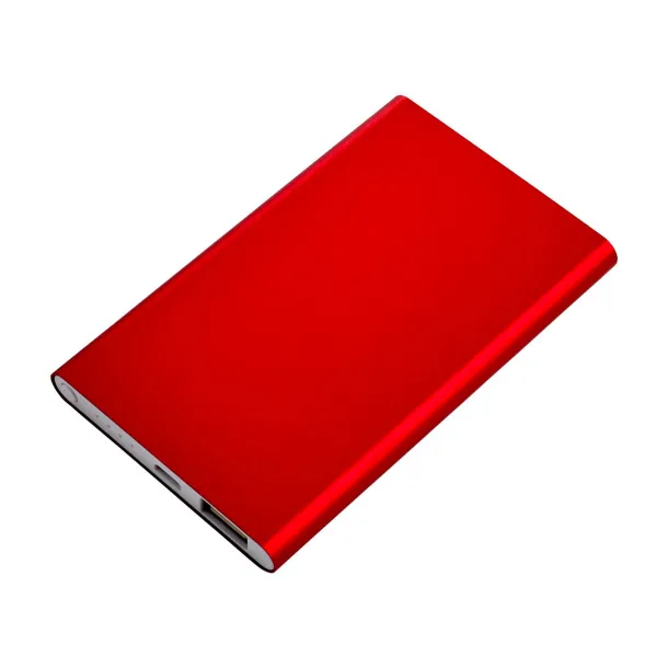 Ezra Aluminijska prijenosna baterija, 4 000 mAh Crvena