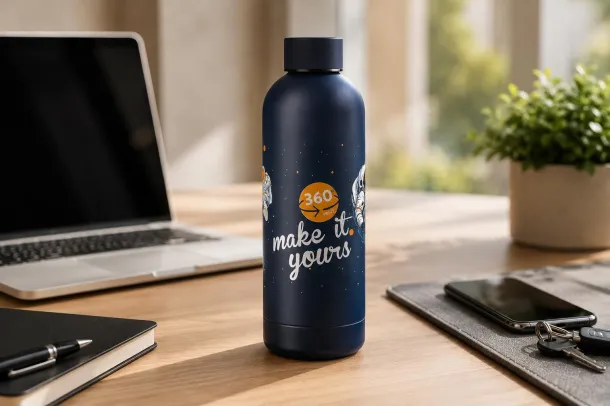 ISAIAH Recycled stainless steel bottle navy