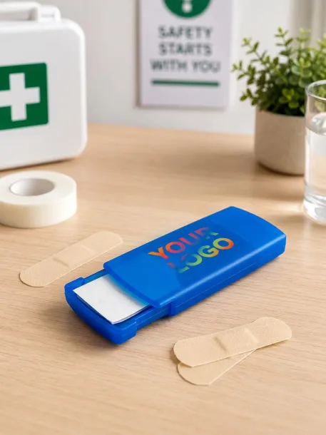 POCKET Plastic case with plasters cobalt blue
