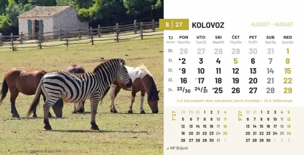  "NACIONALNI PARKOVI HRVATSKE" 13 sheets, format: 20,5x14,5 cm, desk calendar, envelope, P/50 Color
