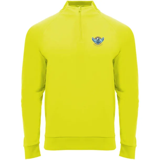 Epiro long sleeve unisex quarter zip sweatshirt - Roly Fluor Yellow
