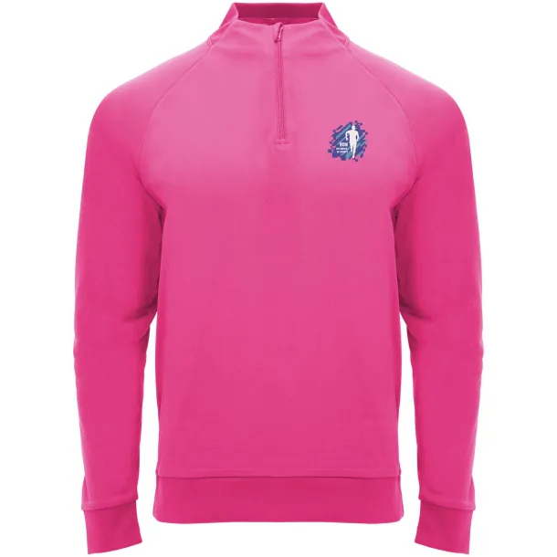 Epiro long sleeve unisex quarter zip sweatshirt - Roly Pink Fluor