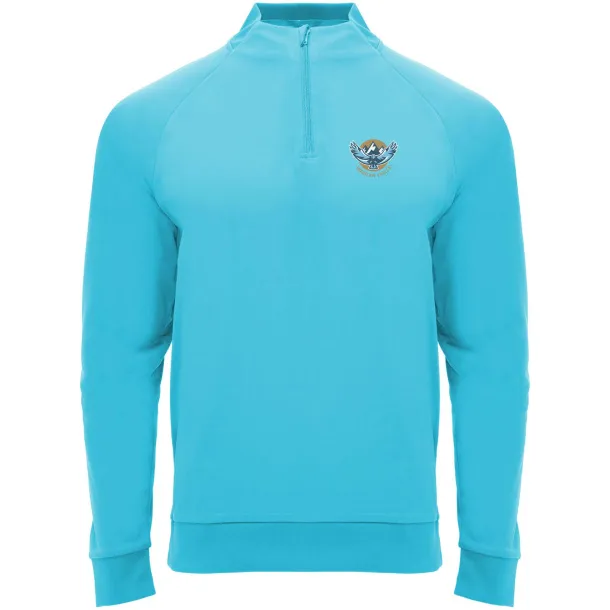 Epiro long sleeve unisex quarter zip sweatshirt - Roly Fluor Turquoise