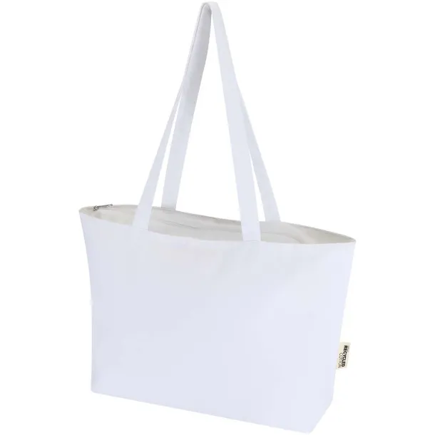 Ningbo 320 g/m² zippered cotton tote bag - Bullet White