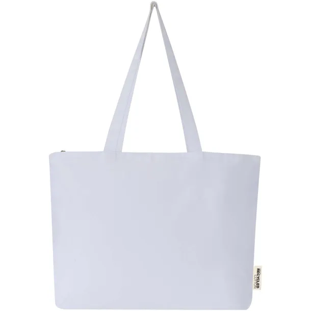 Ningbo 320 g/m² zippered cotton tote bag - Bullet White