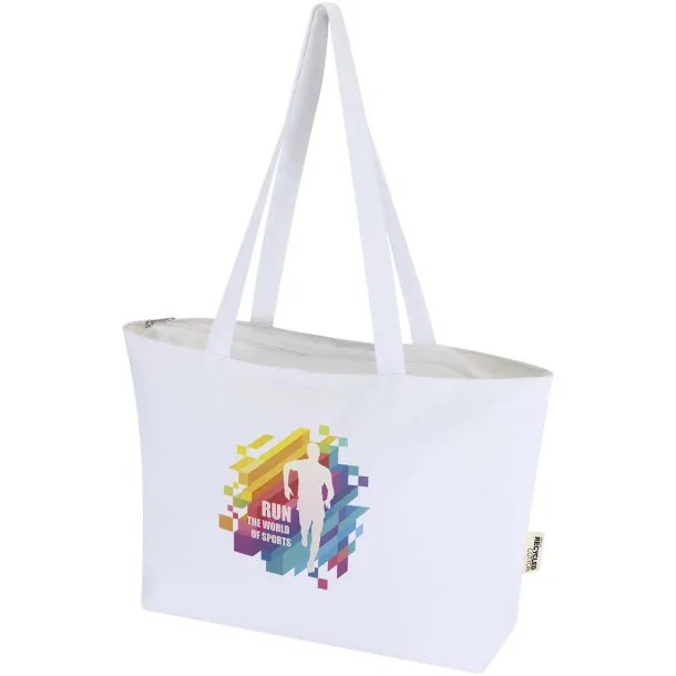 Ningbo 320 g/m² zippered cotton tote bag - Bullet White