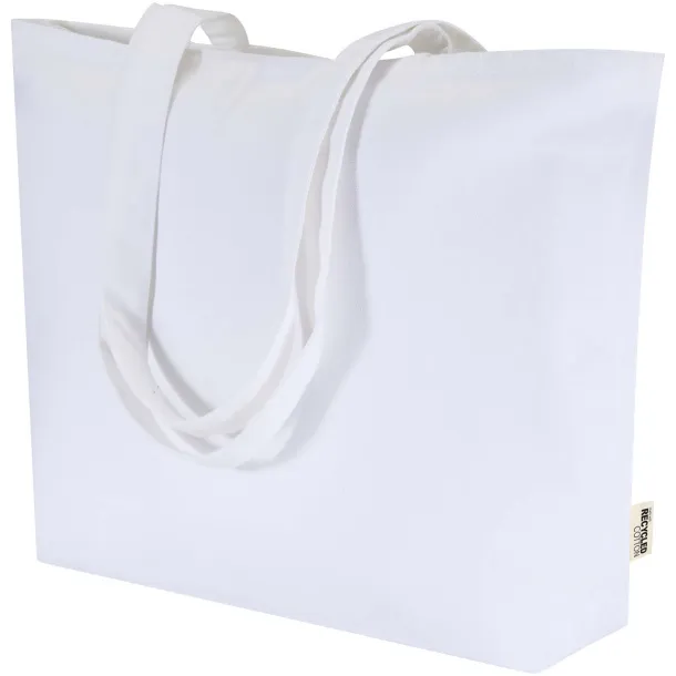 Ningbo 320 g/m² zippered cotton tote bag - Bullet White