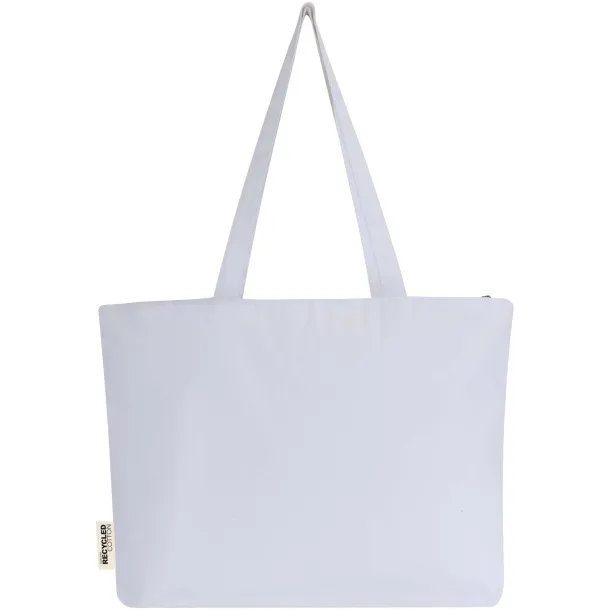 Ningbo 320 g/m² zippered cotton tote bag - Bullet White