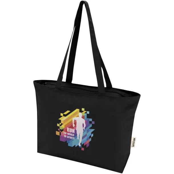 Ningbo 320 g/m² zippered cotton tote bag - Bullet Crna
