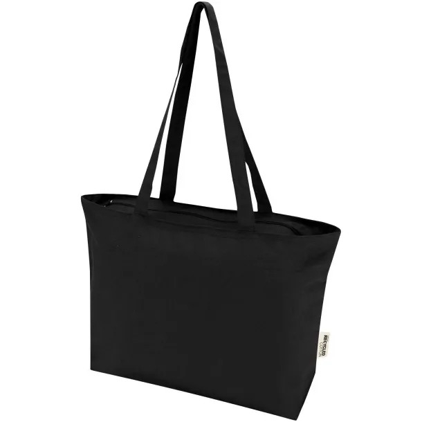 Ningbo 320 g/m² zippered cotton tote bag - Bullet Crna