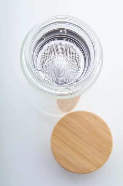 Andina staklena termo boca, 420 ml Prozirno Prirodna