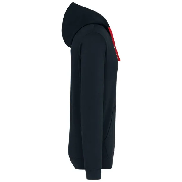  MEN'S CONTRAST HOODED SWEATSHIRT - Kariban Navy Red