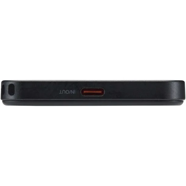 SMART 5000 mAh recycled plastic magnetic power bank with lanyard Crna