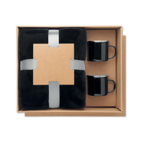 AGRADABLE set flis dekice (240 g/m²) i 2 šalice (350 ml) Crna