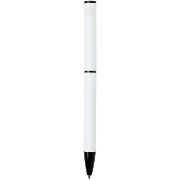 Verton recycled aluminium twist ballpoint pen with sleeve (blue ink) White