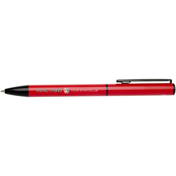 Verton recycled aluminium twist ballpoint pen with sleeve (blue ink) Red