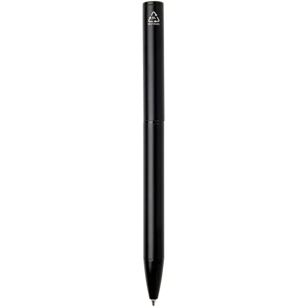 Verton recycled aluminium twist ballpoint pen with sleeve (blue ink) Crna